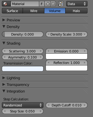 Domain Volume Material Settings