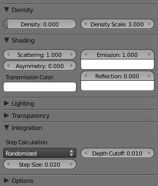 Volume Material Settings