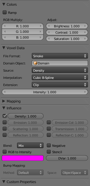 Settings Smoke Texture