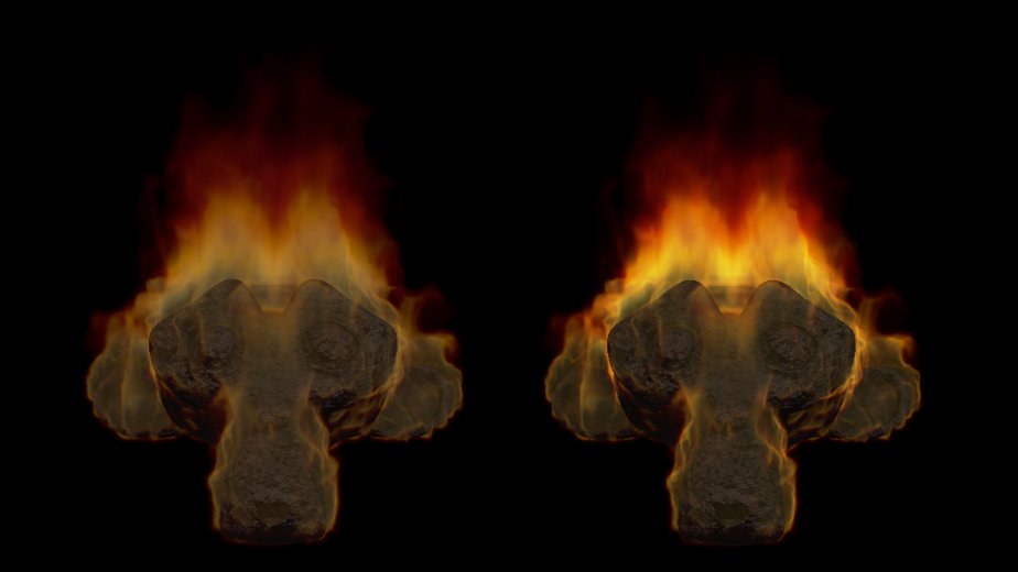Fire shader without and with compositing