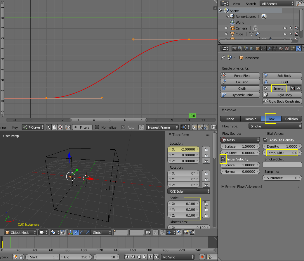 Use an icosphere as flow source and animate it