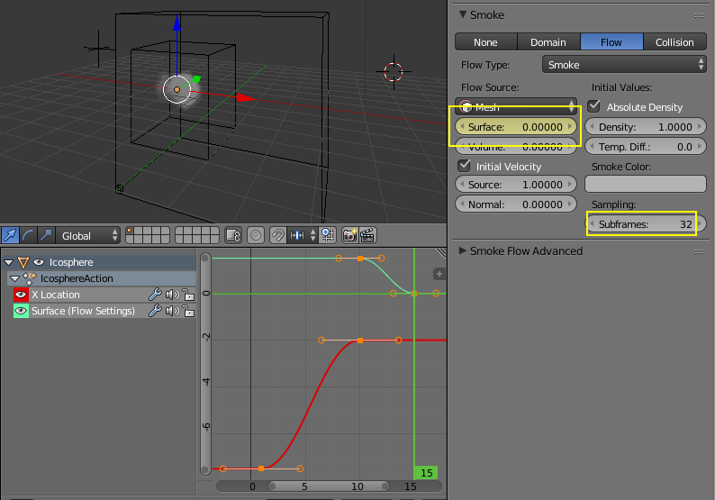 Animate the flow of the emitter