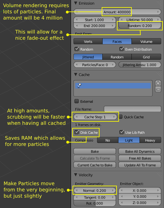 Settings Particle System